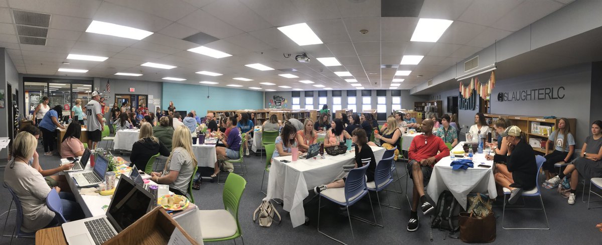 SlaughterES's tweet photo. We are so excited to have our staff back together! Our PTO is here right now greeting the staff. Here’s to a great 2022-2023 school year! 🎉 #prideinside2223 #mymisd #slaughterstrong @SlaughterPto https://t.co/n5n4KxXvI8
