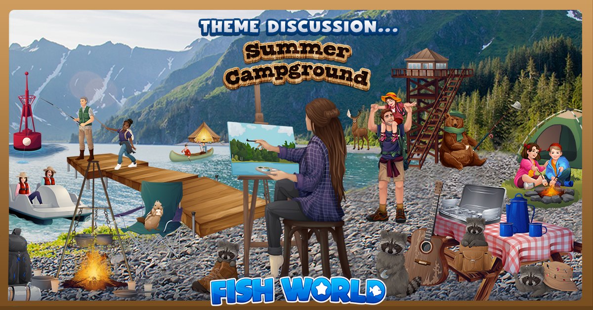 FishWorldGame's tweet image. Head into the woods this week with our new theme summer Campground! ⛺️

Choose your own adventure this week by creating lively camping scenes with all these beautiful new humans and forest creatures! 🛶
#camp #art #summer #game #animals #artwork