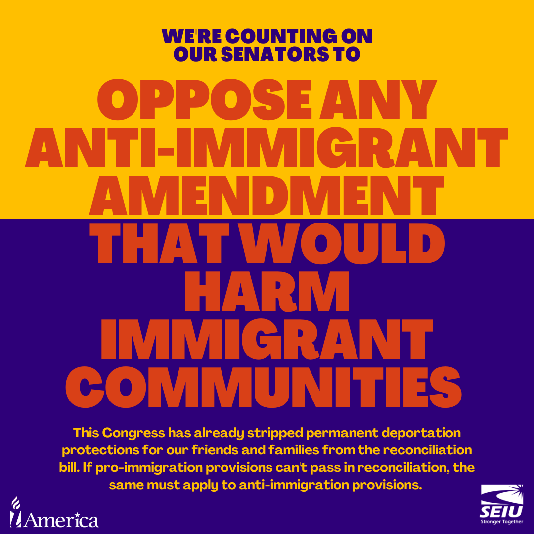 seiuusww's tweet photo. Longtime immigrant residents &amp; newcomers alike, make our nation stronger. We're counting on you, @Sen_JoeManchin, to oppose any anti-immigrant amendment that would harm immigrants living in the U.S. or would deny families fleeing their home countries their right to seek safety. https://t.co/cue74BNksz