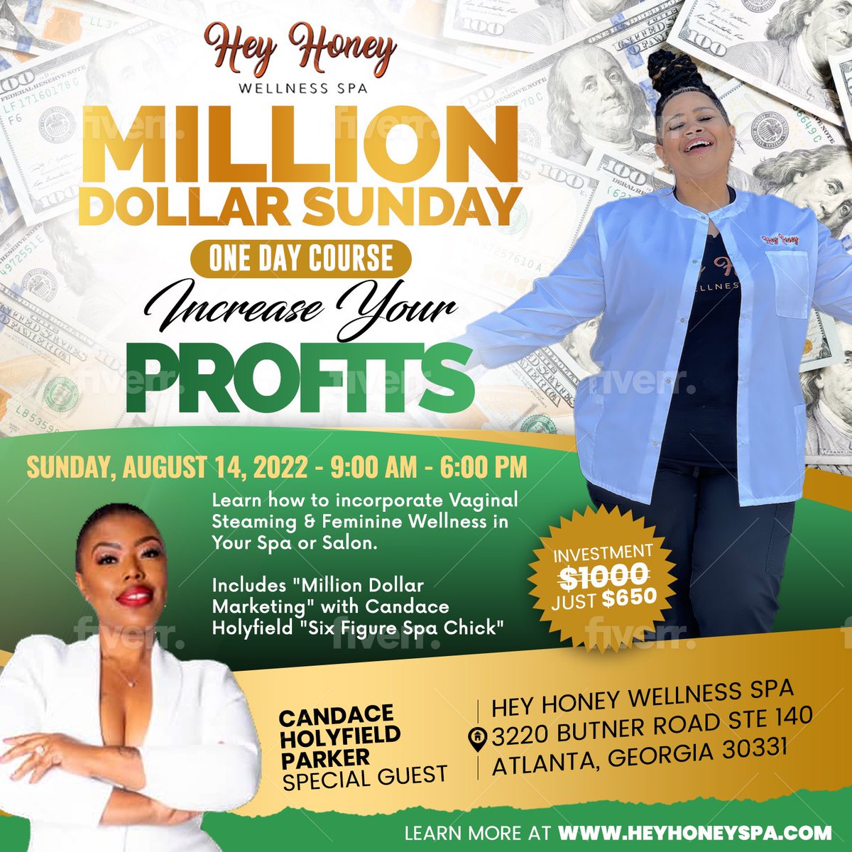 Divorce2Divine's tweet photo. It’s Million Dollar Sunday on August 14th. Get this Million Dollar V Steam training with @thequeenofvsteam and Million Dollar Marketing with @sixfigurespachick 

Enroll now 👉🏾 https://t.co/rjIV55ZJkf https://t.co/rrALEAdZoL
