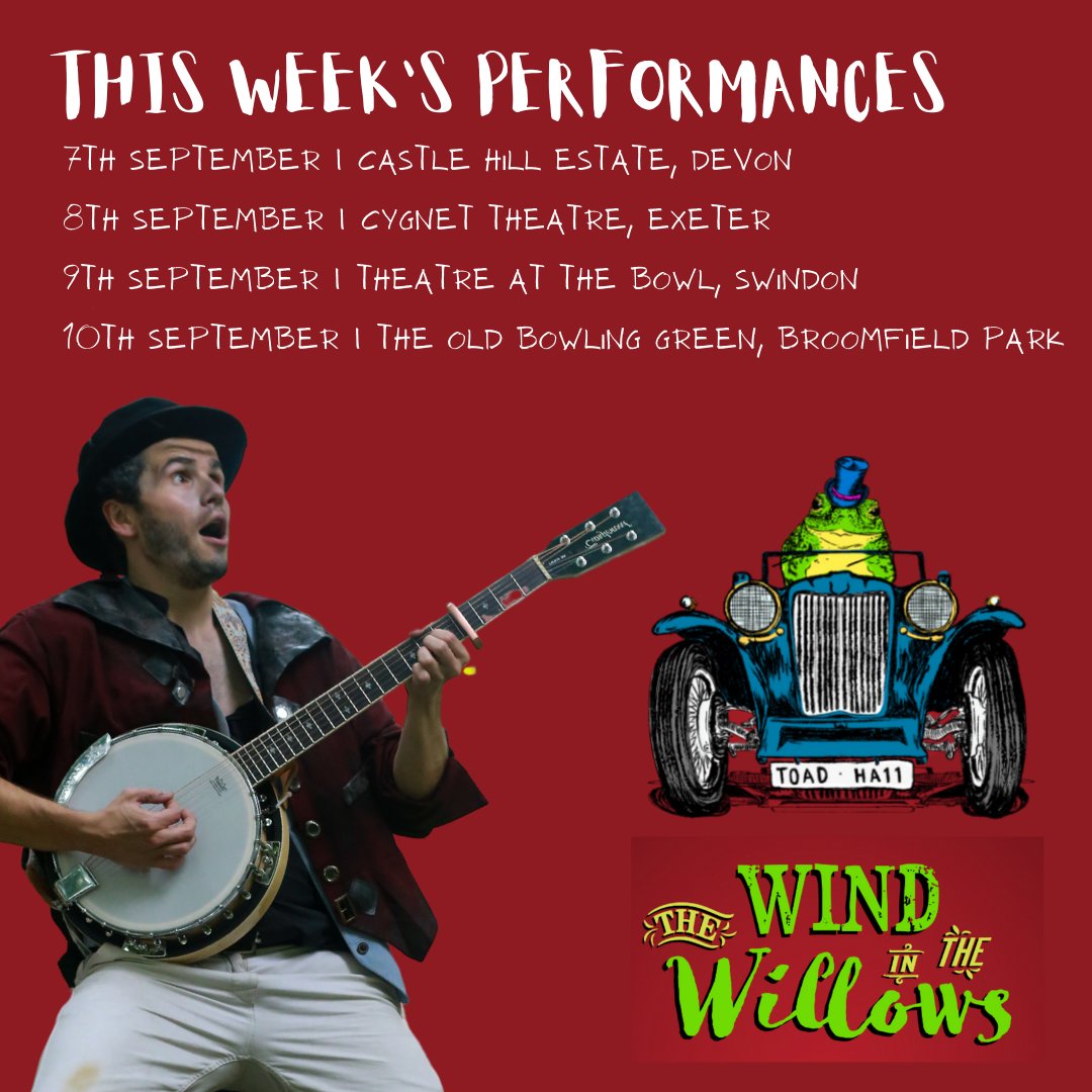Calf2Cow's tweet photo. It's the final week on tour! Here's where we're taking Toad and the team this week:
@Castlehilldevon | @CygnetTheatre | Theatre at the Bowl, Swindon | The Old Bowling Green, Broomfield Park
#ToadOnTour🐸 https://t.co/Is0xHufAu9
