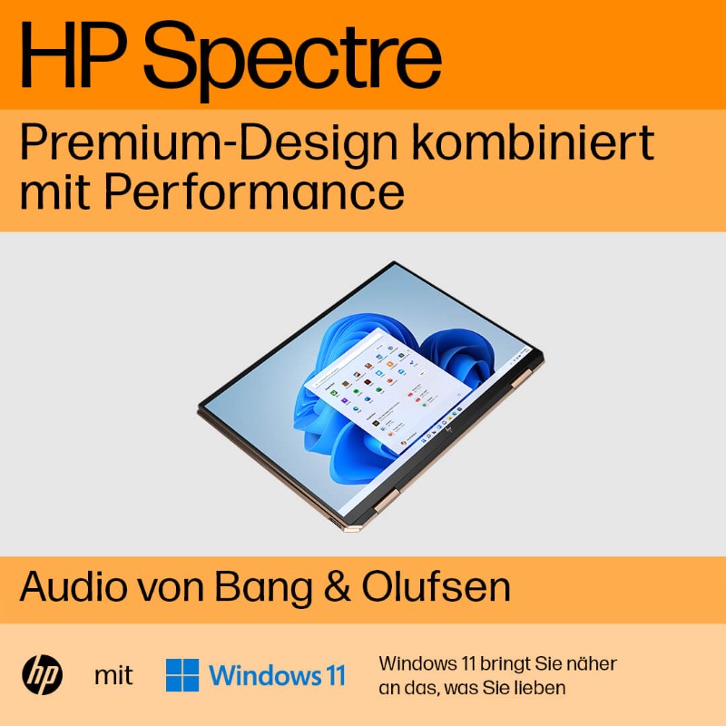 HP's tweet photo. Premium-Design + Performance = HP Spectre! Entdecken Sie jetzt unsere HP Spectre Notebooks. #Windows11