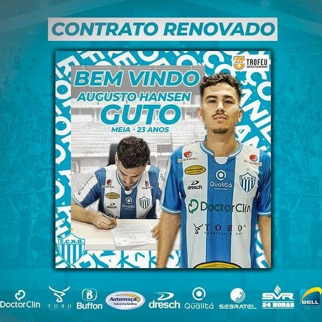 ecnovohamburgo's tweet photo. Noia renova contrato com Guto
O meio-campista Augusto Hansen "Guto", de 23 anos, renovou contrato para a Copa FGF 2022 - Troféu Tarciso Flecha Negra.
#semprecontigoestaremos #ecnh https://t.co/YuvLhGqWNd