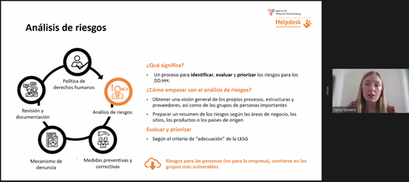 ahkcolombia's tweet photo. Una de las herramientas que destaca Jana Sievers es el proceso el proceso de los análisis de riesgo, puesto que es importante para identificar, evaluar y priorizar los riesgos para los #DDHH. #LsGK #cadenasdesuministro #derechoshumanos #debidadiligencia https://t.co/FI4r4GYBC7