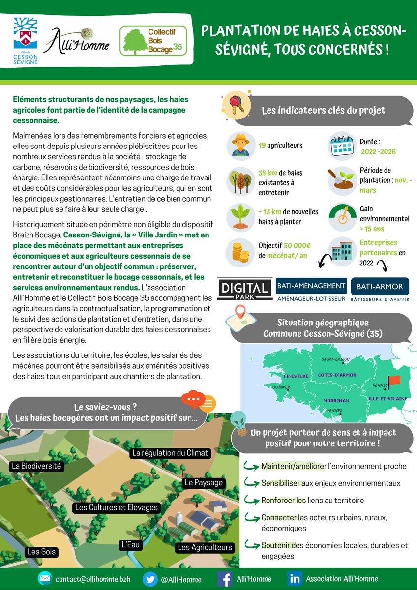 [📢 Appel aux dons – Reconstitution des haies bocagères à Cesson-Sévigné 🌳]

💡Le Saviez-vous ? En 2020, un breton émettait 8,9 T Co2/ an
👣Réduisez dès maintenant votre empreinte carbone en faisant un don pour un #projetlocalBzh
➕d'infos : urlz.fr/iUid