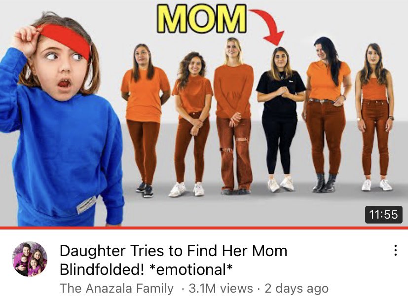AnasalaTrending's tweet photo. -
Anazala Family Latest Video “ Daughter Tries to Find Her Mom Blindfolded! ” reached more than 3M Views in 2 days! Wow! That is awesome! So proud of you family!
-
#AnasalaFamily 
#WeLoveAnasalaFamily 
#AnasalaFamilySupporter https://t.co/Yk4iNB5H6g