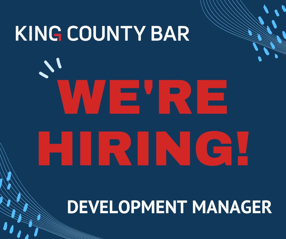 King County Bar is looking for a Development Manager! For a full job description and application instructions go to: kcba.org/About-KCBA/Job… #KCBA #werehiring #job #development #kingcounty