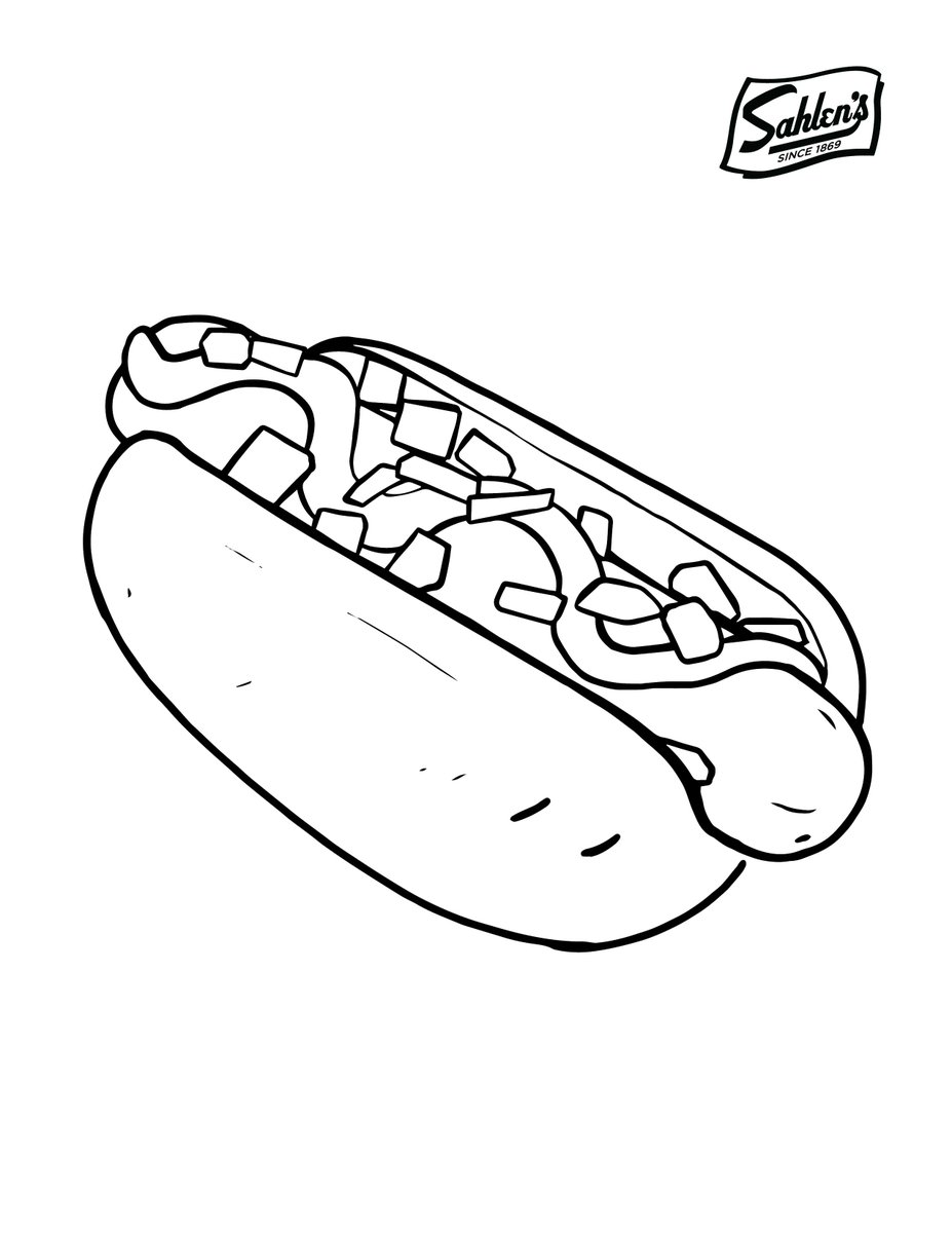 Sahlens's tweet photo. As today is #NationalColoringBookDay, it seems like a good time to bring these blank #hotdog canvases back into your feed. Download and print all of these coloring pages at https://t.co/36kaxt0OW2 and color away! #DogsDoneRight 🎨 🌭 https://t.co/EhcmHYvXG1