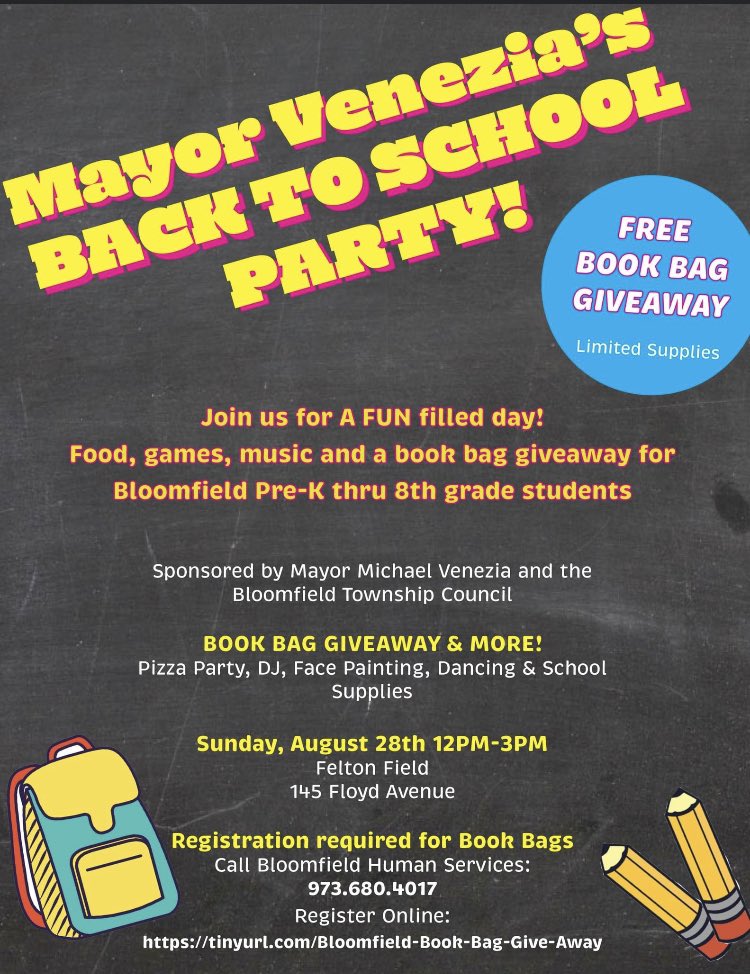 Book bag giveaway! Grades Pre-K though 8.