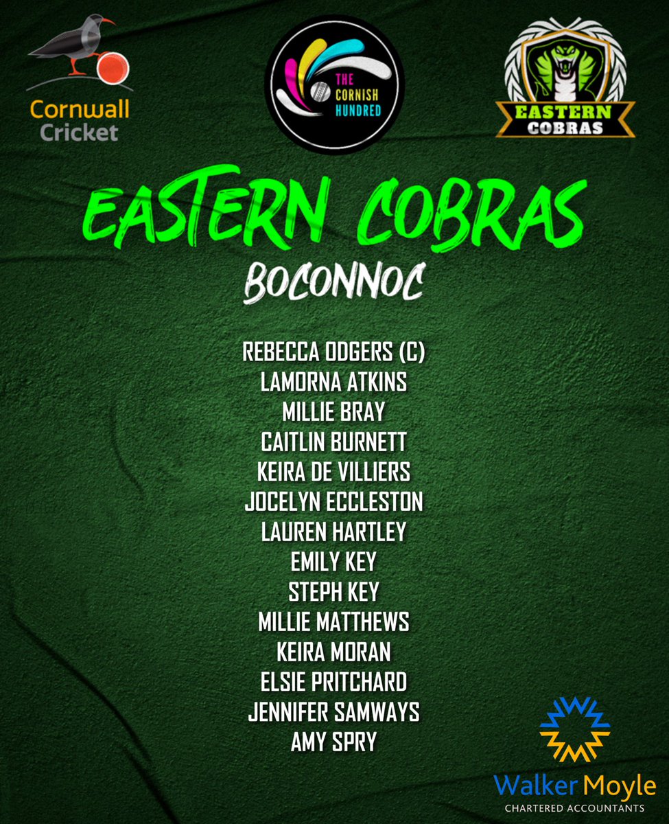 CornwallCricket's tweet photo. Cornish Women's Hundred squad announcements. Kindly sponsored by:

https://t.co/9CCAaFpFBK https://t.co/R9yCMf8uJm