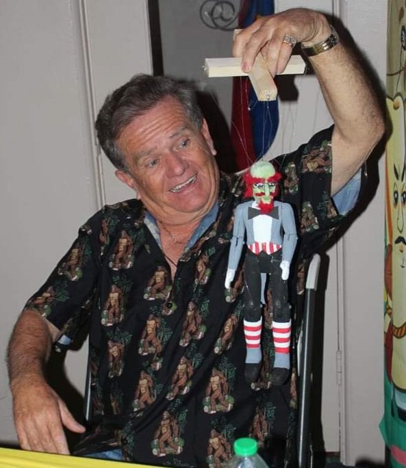 Happy Birthday to Butch Patrick. Here he is with a wooden HooDoo marionette I carved.  