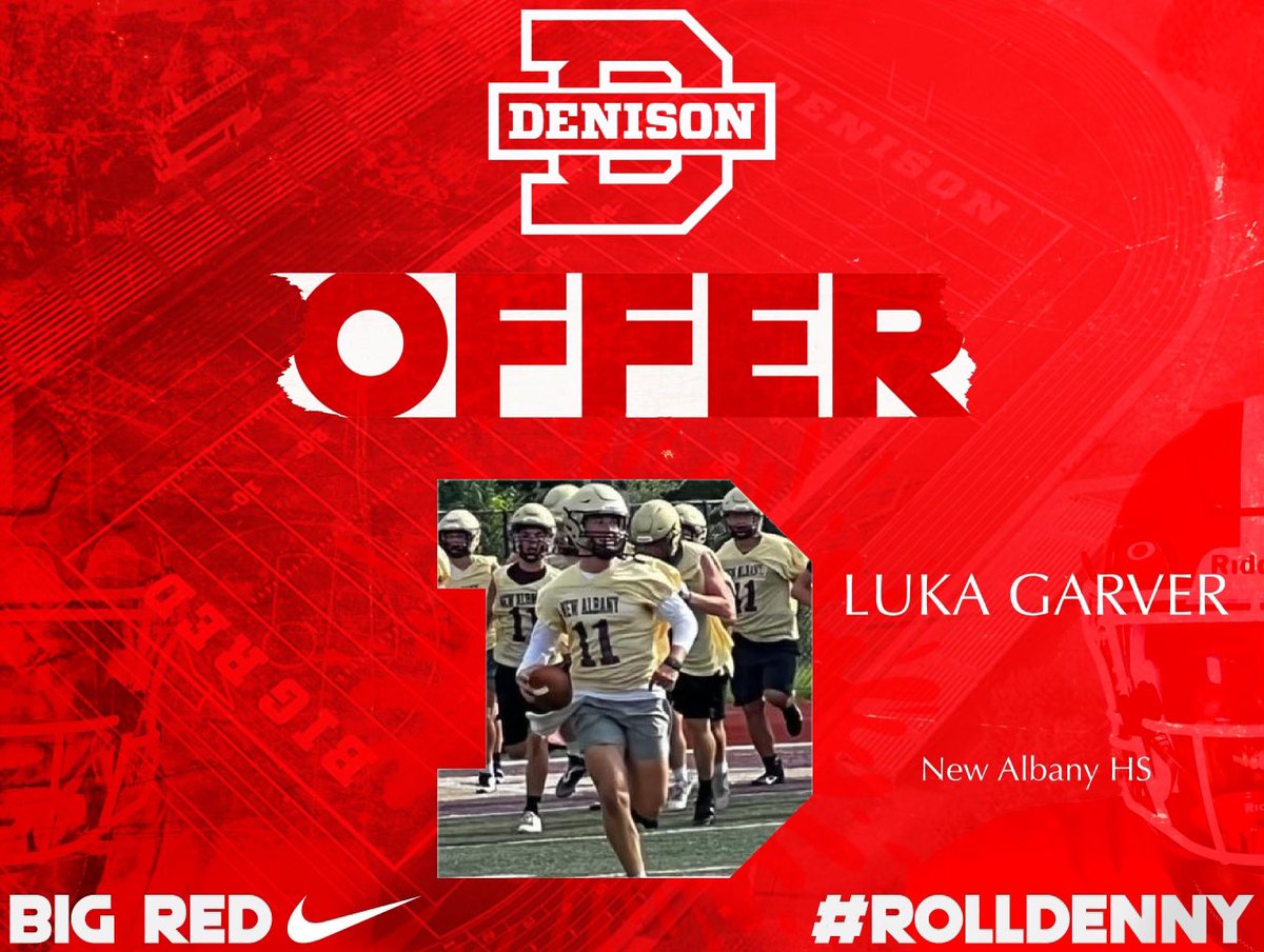 LG (@lukagarver) on Twitter photo After a great conversation with <a href="/coachhatem/">Jack Hatem</a> I am blessed to receive my first offer from Denison University! <a href="/imaz77/">Ian Formaz</a> @350by50 <a href="/DUFootball/">Denison Football</a> <a href="/NewAlbanyFB/">New Albany Football</a> After a great conversation with <a href="/coachhatem/">Jack Hatem</a> I am blessed to receive my first offer from Denison University! <a href="/imaz77/">Ian Formaz</a> @350by50 <a href="/DUFootball/">Denison Football</a> <a href="/NewAlbanyFB/">New Albany Football</a>