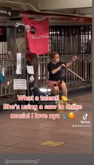 NYC got a break in the summer heat yesterday - only 79 degrees - so even at the hottest spot at the Herald Square Subway Station it wasn't too hot. Thank you Aizhan Bishop for the nice souvenir from this nice day in the subway and for your kind words! #NYCsubwaybusker