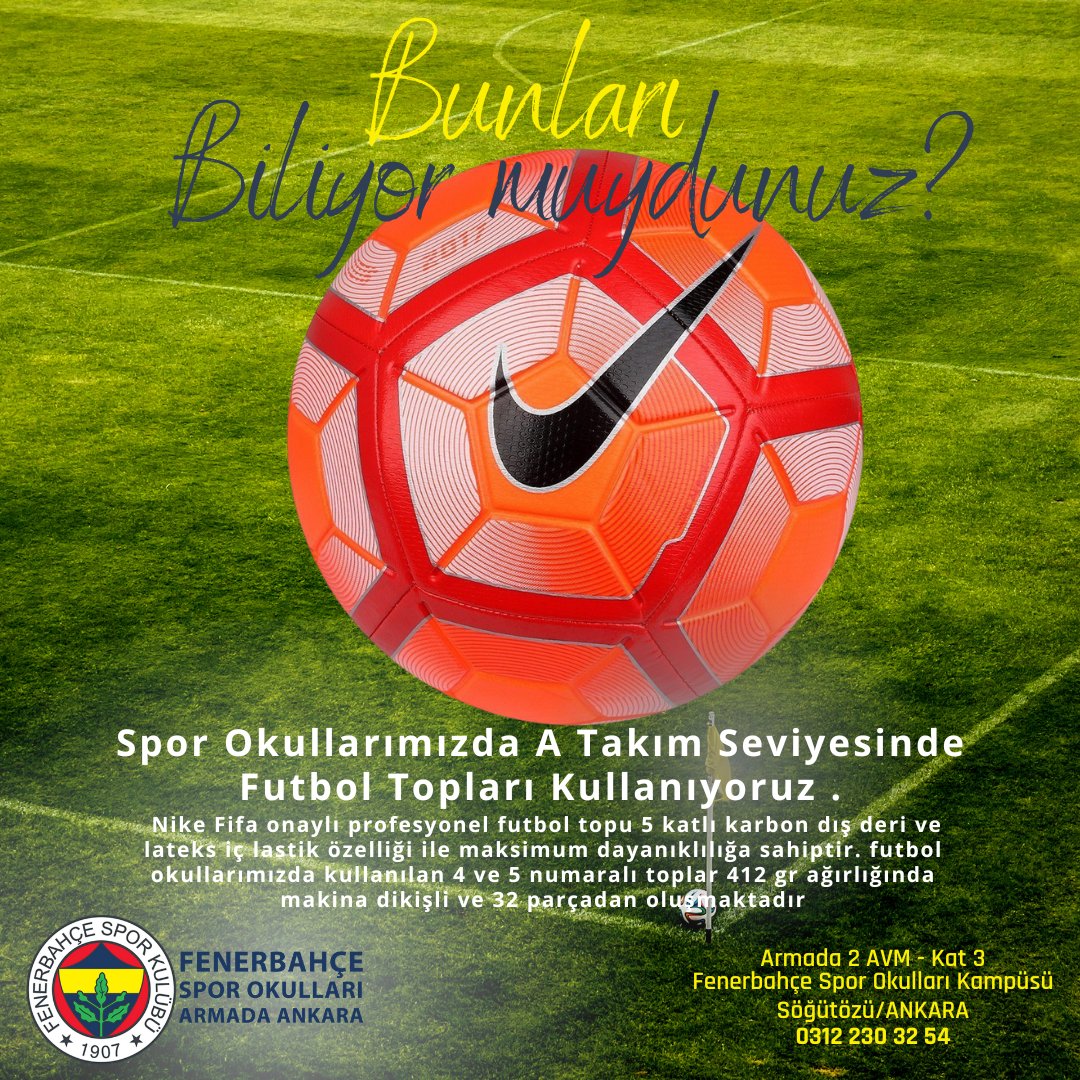 Bunları Biliyor muydunuz?

Spor Okullarımızda A Takım Seviyesinde Futbol Topları Kullanıyoruz.

#fenerbahçe #fenerbahçesporokulları #fenerbahçesporokullarıarmadaankara #futbol #basket #voleybol #boks #cimnastik #keşfet #instagram #ankara #armadaavm #armadaankara #spor