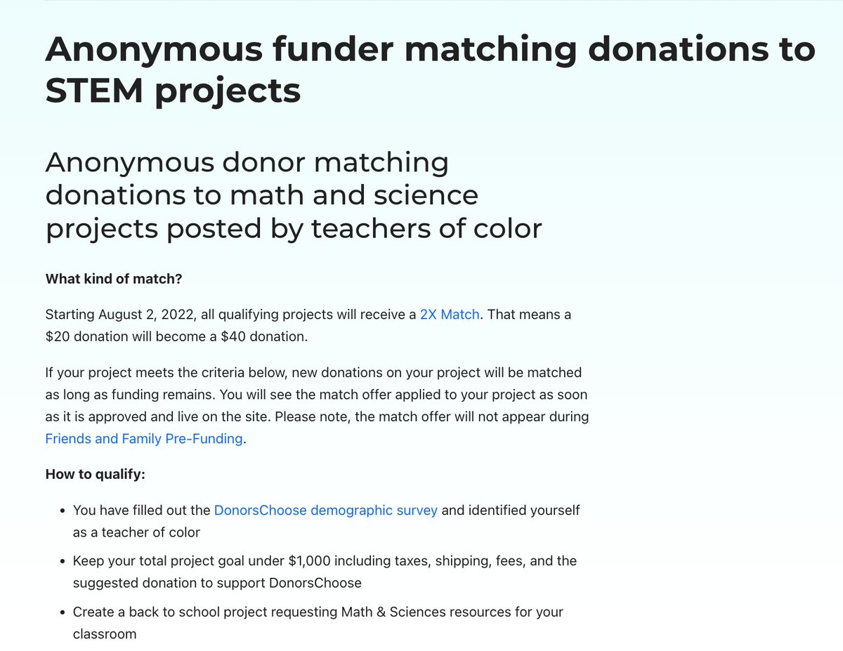 twosmartbunnies's tweet photo. Teachers: New 2X match from Anonymous Donor for projects under $1,000 with subject MATH &amp; SCIENCE posted by teachers of color who have filled out DC's demographic survey
https://t.co/W9psZuoQBU https://t.co/AWylx2Ku6r