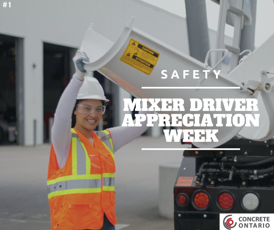 ConcreteOntario's tweet photo. Mixer Driver
Appreciation Week 2022
Recognizing skills our #CDPs bring to the job every day:
The first: 𝗦𝗔𝗙𝗘𝗧𝗬
#MixerDrivers learn, practice, and lead safety in 3 distinct areas: At the plant, On the road, and On job-sites. https://t.co/zaoPEY7kaa