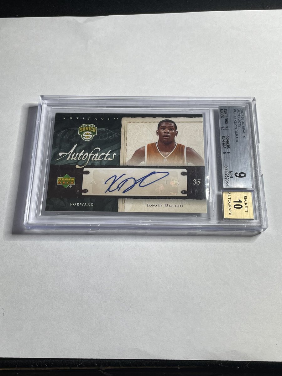 DylanJennings1's tweet photo. @RyansCardssLLC KD Rookie Auto: $825 (BGS 8.5 did $625) 
2019 Flawless SGA /25: $625 (Raw did $525) 
Mbappe Red Mosaic: $900 
KPJ One RPA /25: $280 (/99 Raw did $100, only comp) 
Open to offers or trades on all https://t.co/5loyOsSgeP