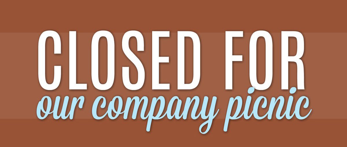 SteamEnginePub's tweet photo. Tuesday, August 2nd we are closed for our annual company picnic. 

We will be open as normal tomorrow. https://t.co/xnCwwqwvpq