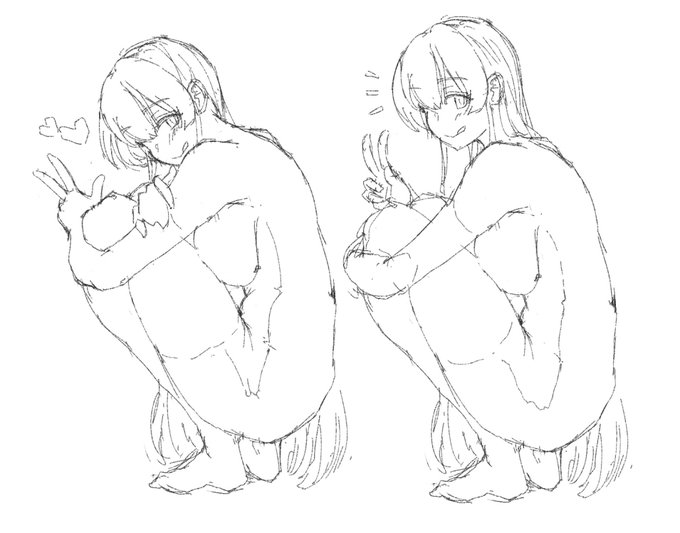 しゃがみうちの子練習絵。
最初右だったんだけどポーズの表情が足りなくて左に。 