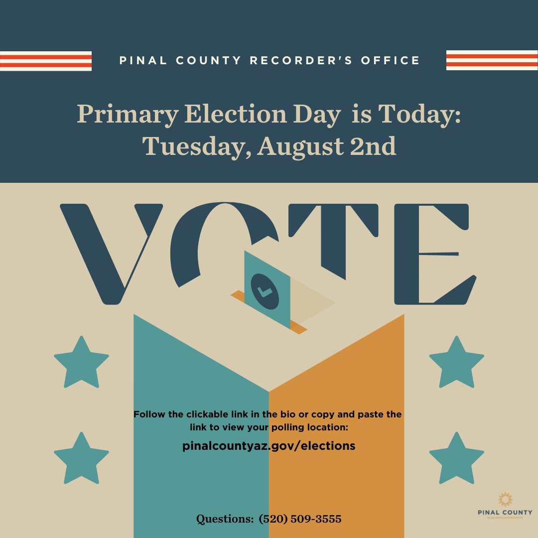 To find your polling location, click on the link and type in your address:  pinal.maps.arcgis.com/apps/webappvie…