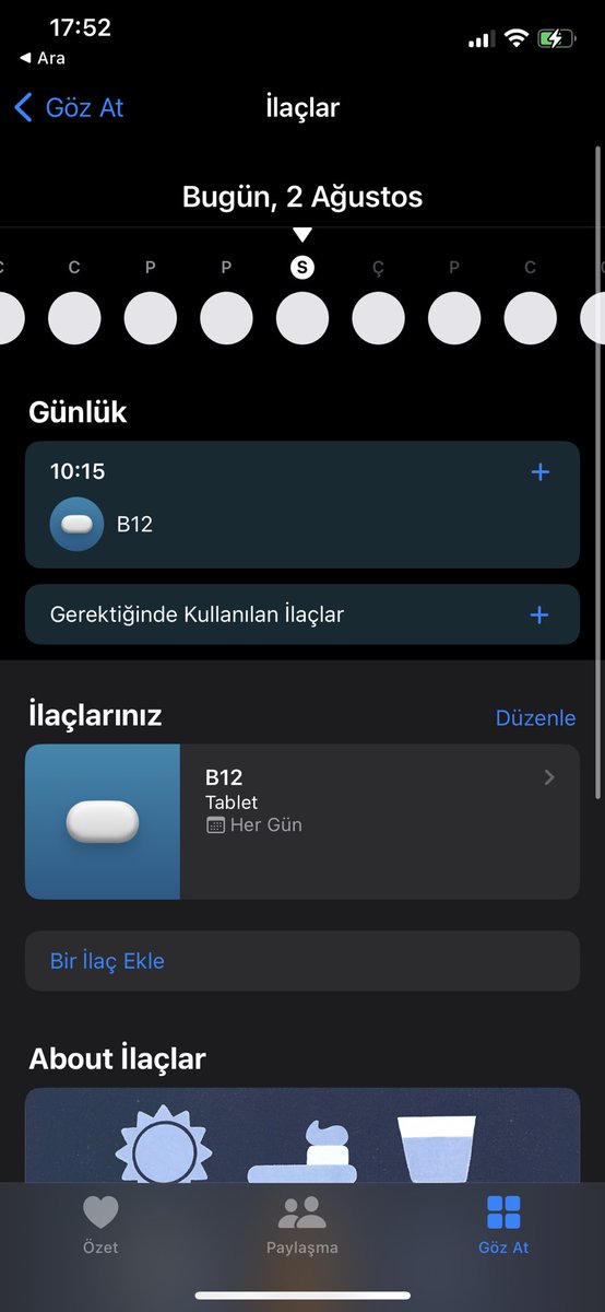 EMlNSEN's tweet image. İlaç takibi için hatırlatıcı eklenmiş, benim gibi ilaç içmeyi unutanlar için iyi bir şey. #iOS16Beta4 #ios16publicbeta2