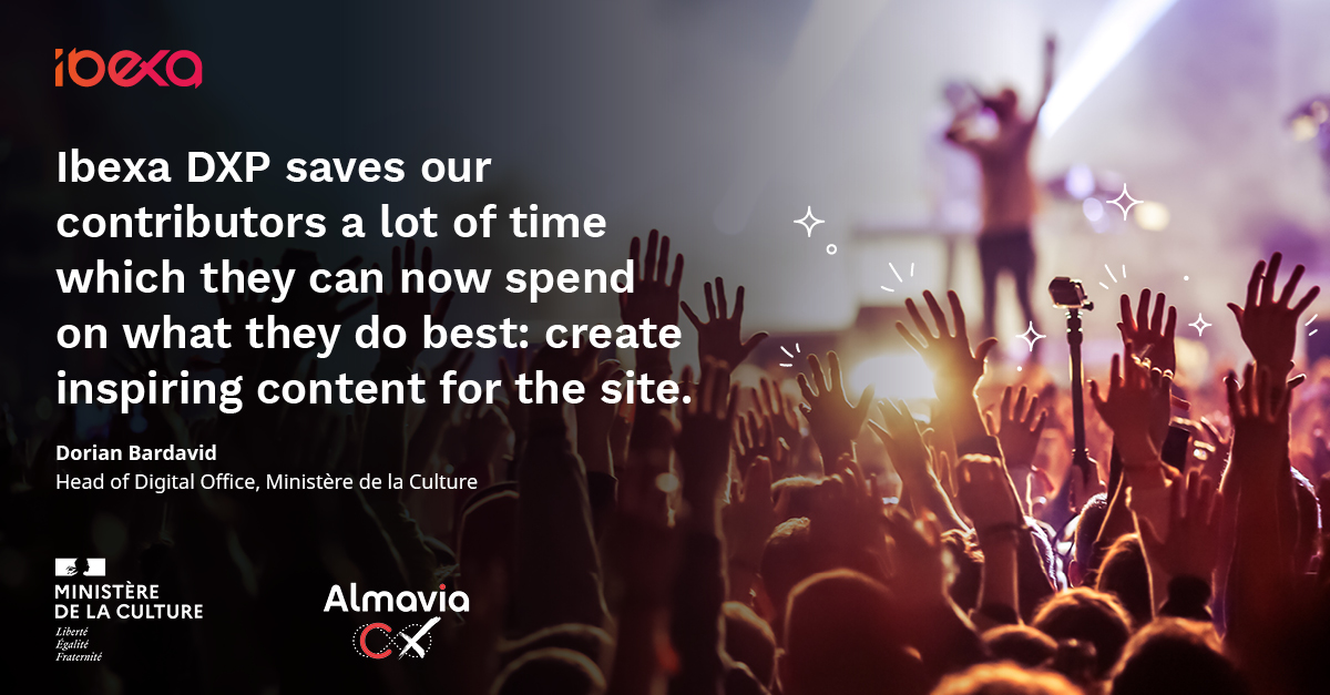ibexa_co's tweet photo. [CELEBRATING SUCCESS] The Ministère de la Culture's rationalization of its digital sprawl plus its new website have created an improved user experience with the added benefit of enabling editors to contribute new content faster. STORY: https://t.co/ZVtRZE2Wiy #AlmaviaCX #IbexaDXP https://t.co/alwT7Uvs05