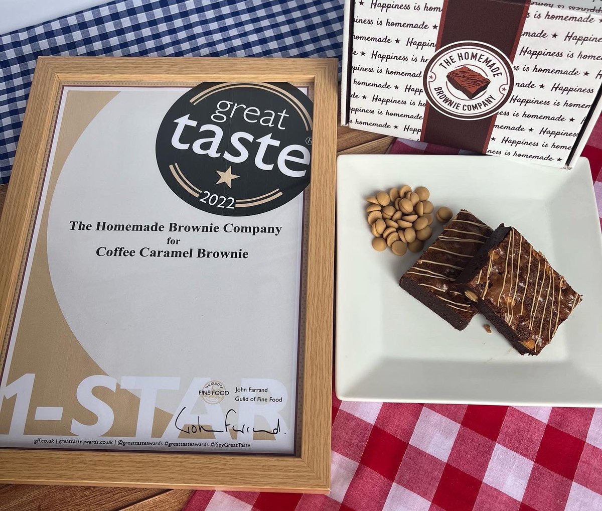 We're so excited to announce that we received 2 Great Taste Awards from The Guild of Fine Food yesterday!! <a href="/guildoffinefood/">Guild of Fine Food</a> The 2 award winners were our Triple Chocolate Brownie and Coffee Caramel Brownie, so make sure you try them if you haven't done so yet!
