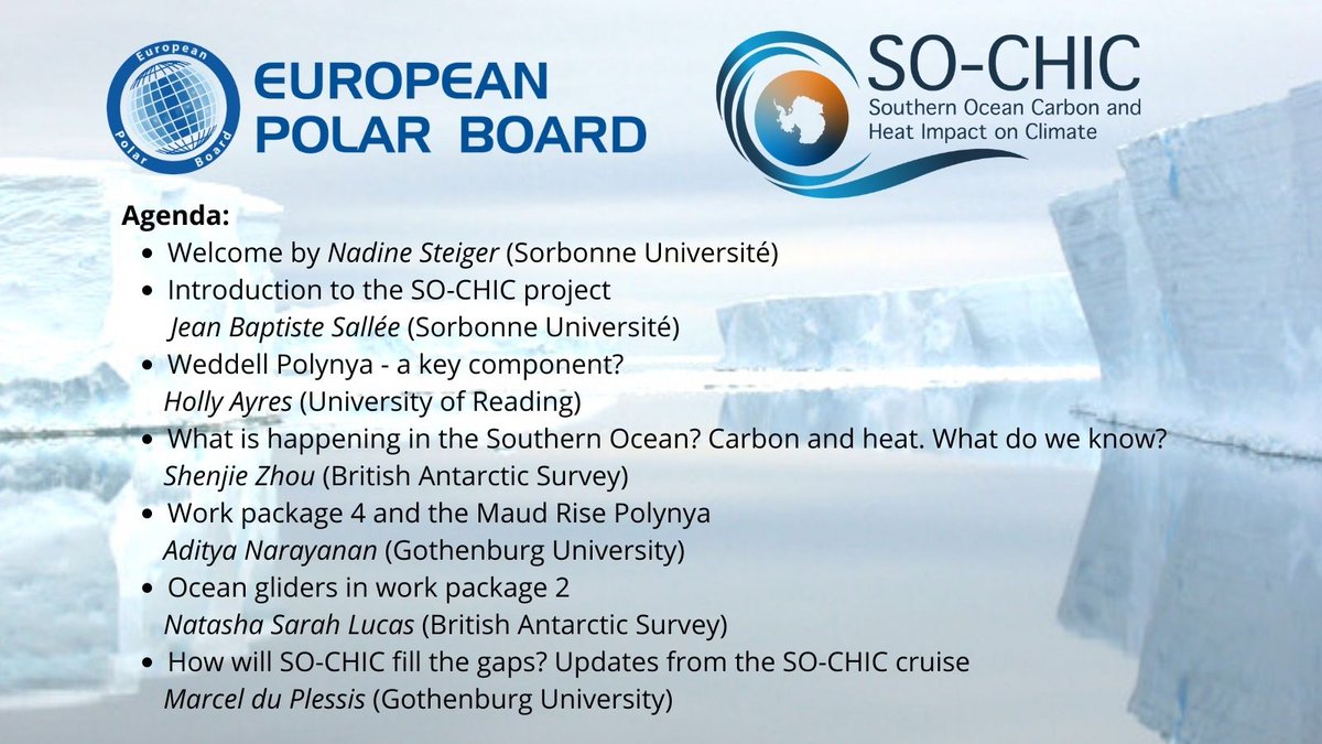 One week to @SO_CHIC_EU panel session at @Scar2022India “The Southern Ocean and the global climate system'!🗓️

Join us ONLINE on Tuesday 9th of August at 9:00 UTC (11:00 CEST)

Zoom link: bit.ly/3BwS7eL