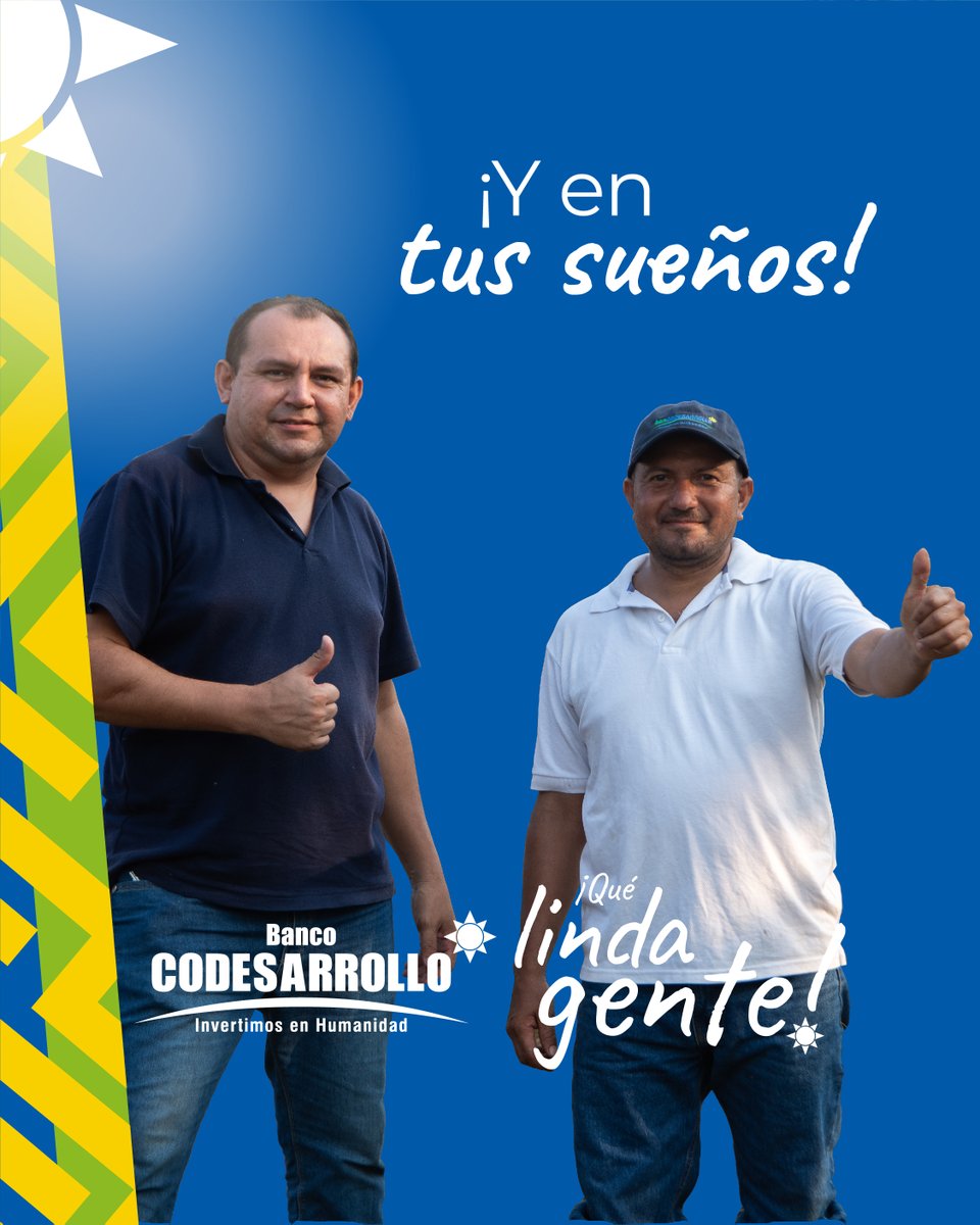 BanCodesarrollo's tweet image. Con nuestro microcrédito y tu determinación, podemos ayudarte a hacer realidad tu sueño.☀️💵

Conoce sobre nuestros servicios en el link de la bio 👆🏼

☎️ Llámanos al 1800 43 43 43 o envíanos un mensaje.

#BancoCodesarrollo #QueLindaGente #InvertimosEnHumanidad
