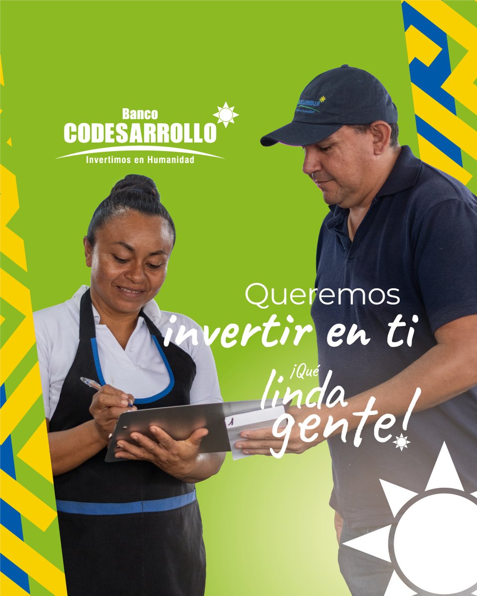 BanCodesarrollo's tweet image. Con nuestro microcrédito y tu determinación, podemos ayudarte a hacer realidad tu sueño.☀️💵

Conoce sobre nuestros servicios en el link de la bio 👆🏼

☎️ Llámanos al 1800 43 43 43 o envíanos un mensaje.

#BancoCodesarrollo #QueLindaGente #InvertimosEnHumanidad