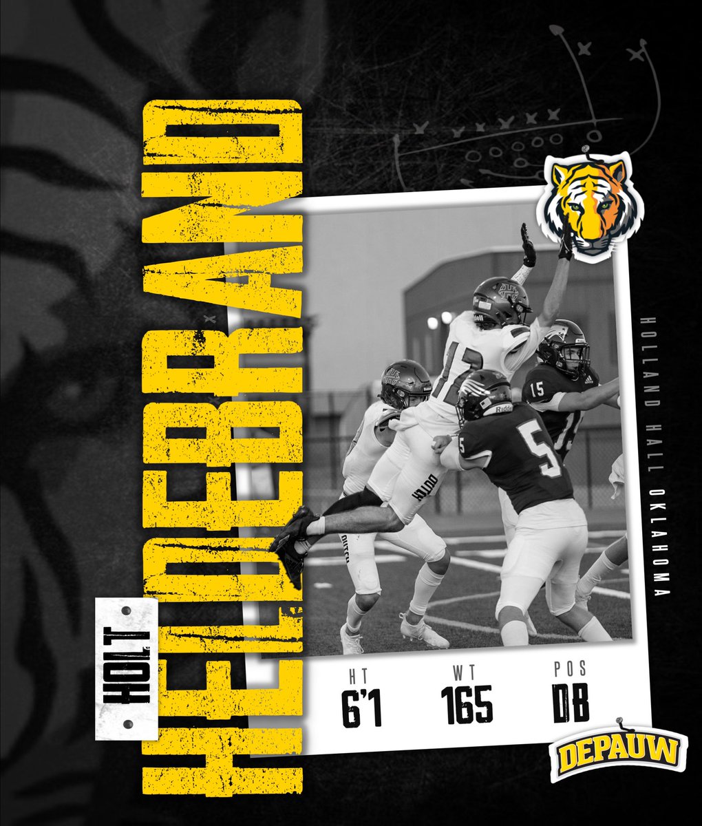 DePauwTigersFB's tweet photo. Welcome to the 🐯 Family!

Holt Heldebrand | Holland Hall (OK)

#TeamDePauw https://t.co/UU7LAFgaAc