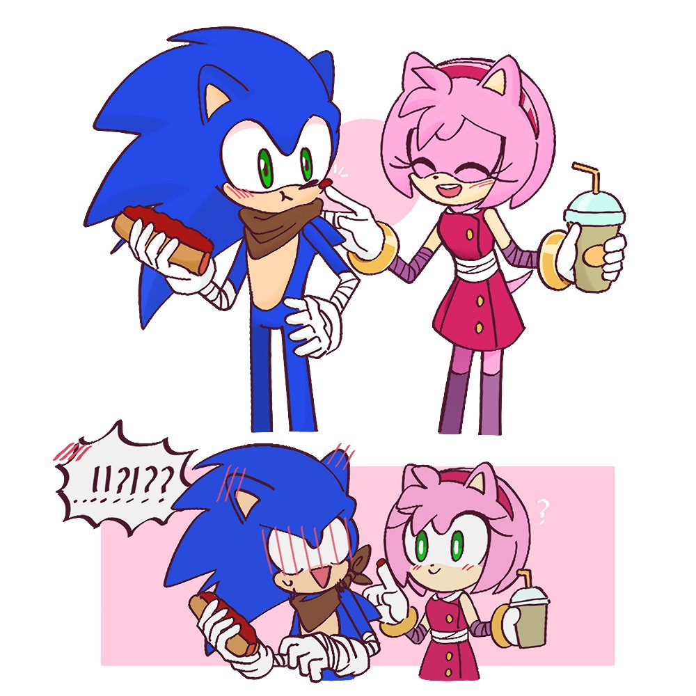 A cute fanart of Sonic and Amy by artist @kumoggu on Twitter : r/SonAmy