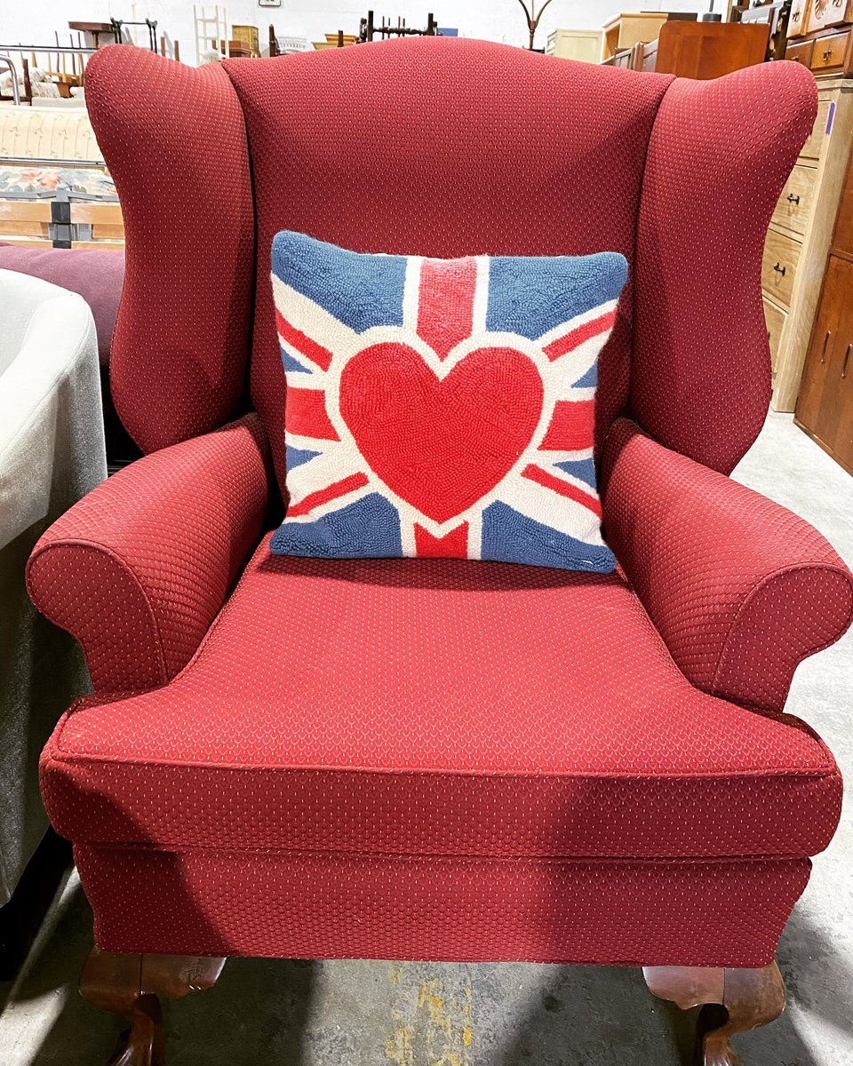 Fun pillow and wingback chair- paired to fill an empty home in need with hope and dignity #westchester