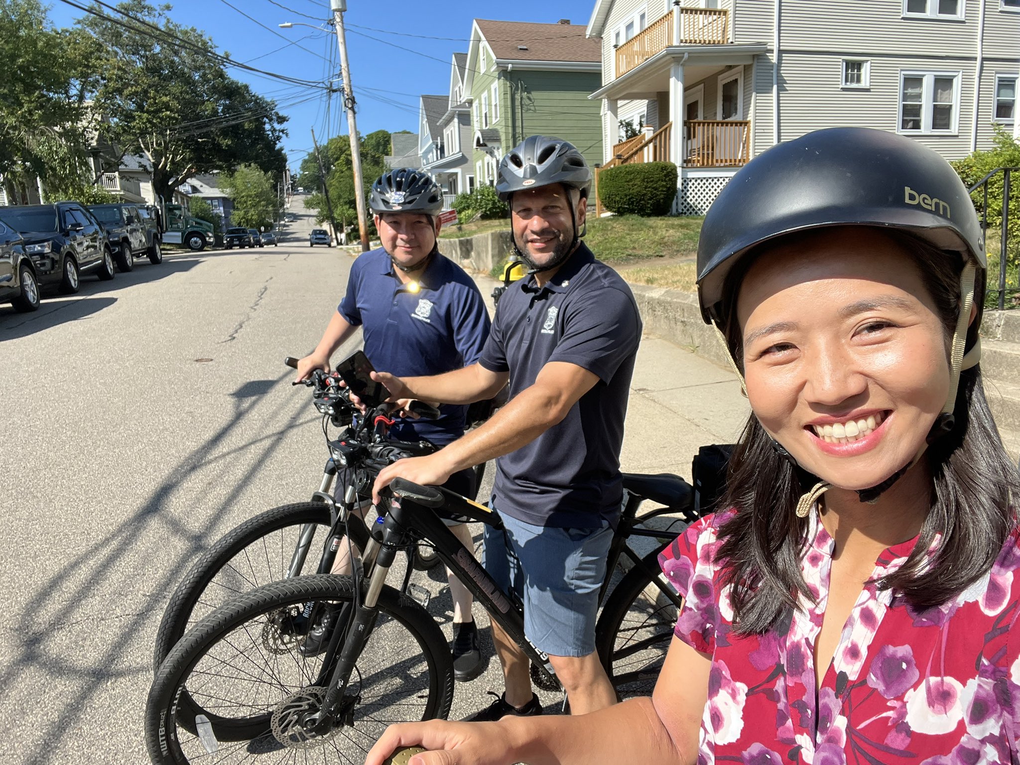 Michelle takes a selfie with members of the mayor’s BPD detail team