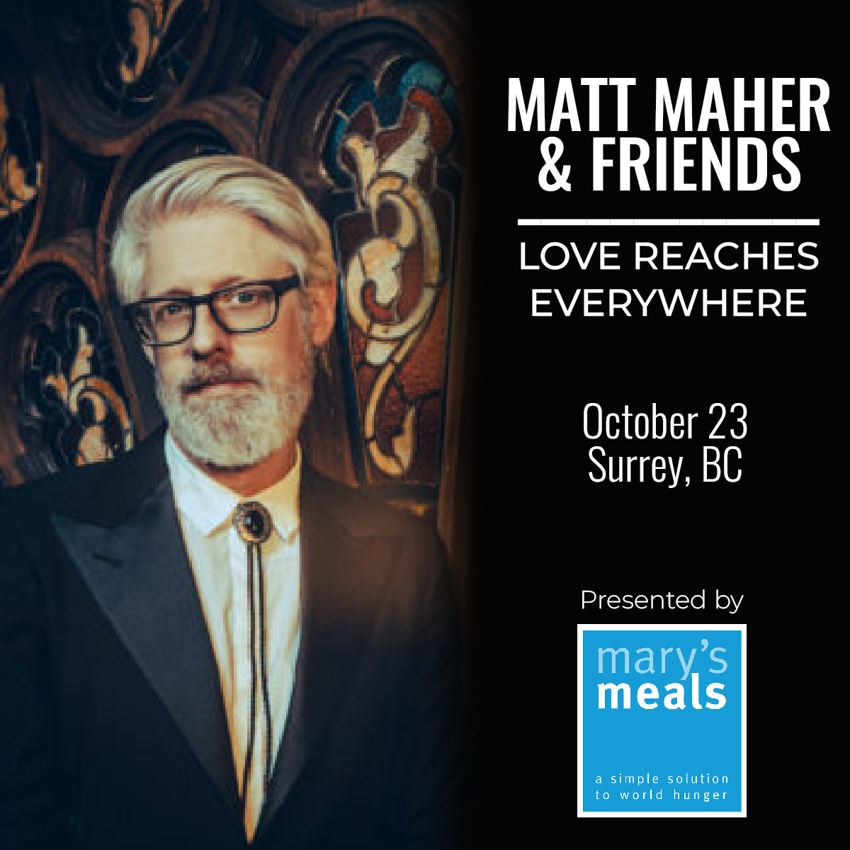 MarysMealsCA's tweet photo. Join @MarysMealsCA for an evening of music &amp; captivating stories, featuring nine time- GRAMMY nominee, @mattmahermusic along with best-selling author, CNN Hero award recipient, founder &amp; Global CEO of Mary’s Meals, Magnus MacFarlane-Barrow.  Tickets - https://t.co/Jcj7nuGE84 https://t.co/iMk7puig4A