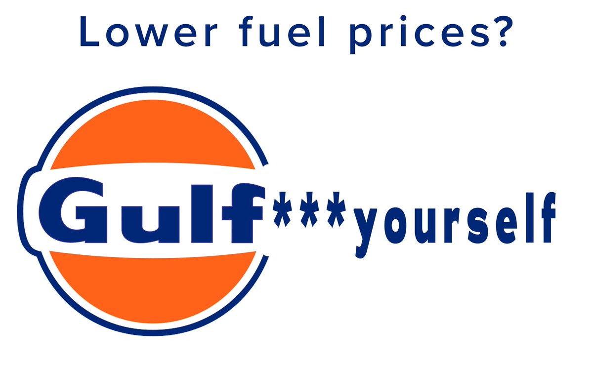 MaxZ3d's tweet photo. @OneMinuteBriefs High fuel prices? @OneMinuteBriefs Advertising extortionate fuel prices. Gulf*** yourself. https://t.co/oJkattbGuE