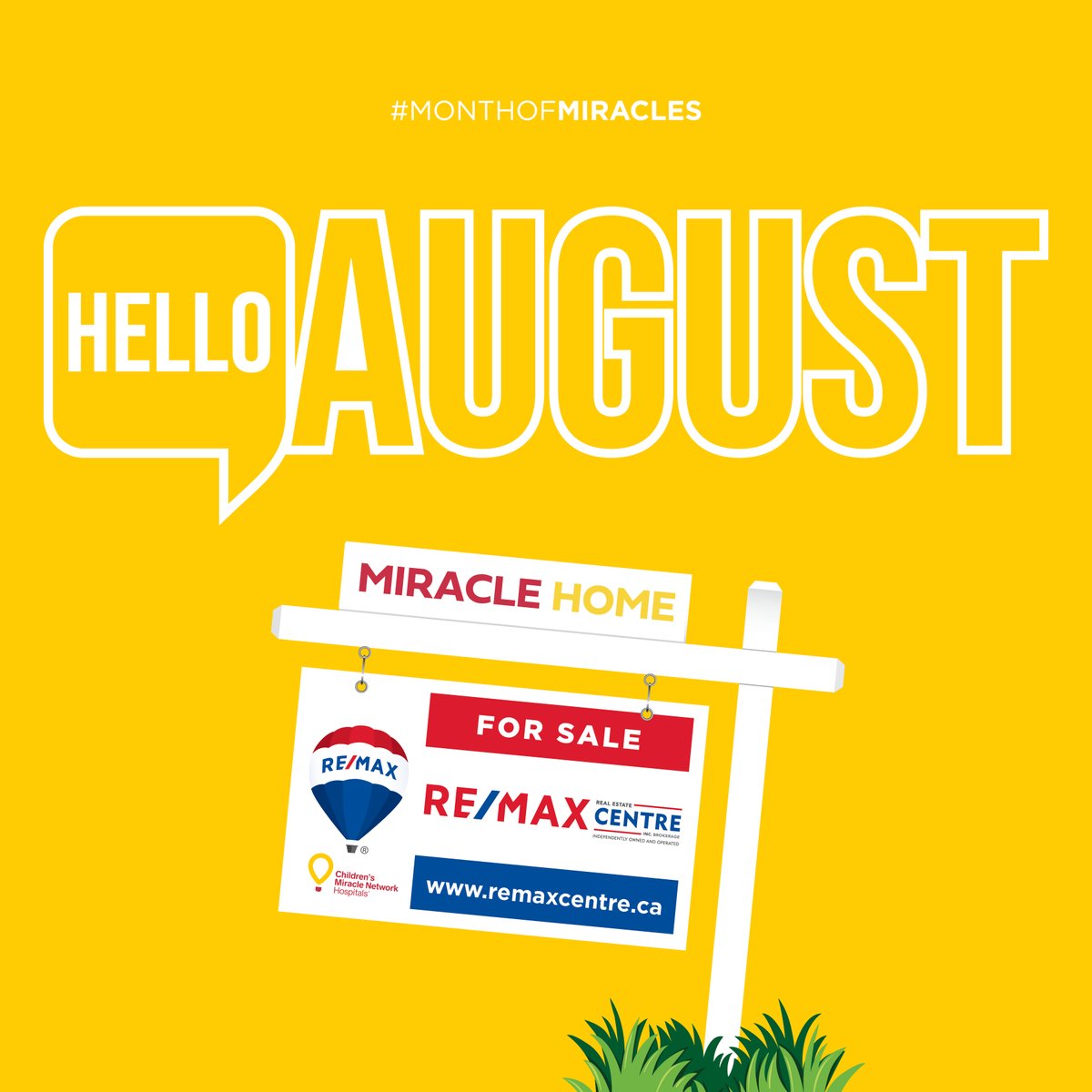 remax_REC's tweet photo. Happy Month of Miracles! 💛💙 Throughout the month of August we celebrate the contributions made by RE/MAX affiliates throughout the year to support Children’s Miracle Network (CMN) Hospitals. https://t.co/Z6nr5WhMbU