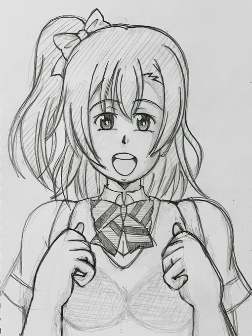 穂乃果ちゃん!誕生日おめでとうだよ!!時間なくて鉛筆描きですが#高坂穂乃果生誕祭2022#高坂穂乃果誕生祭2022 