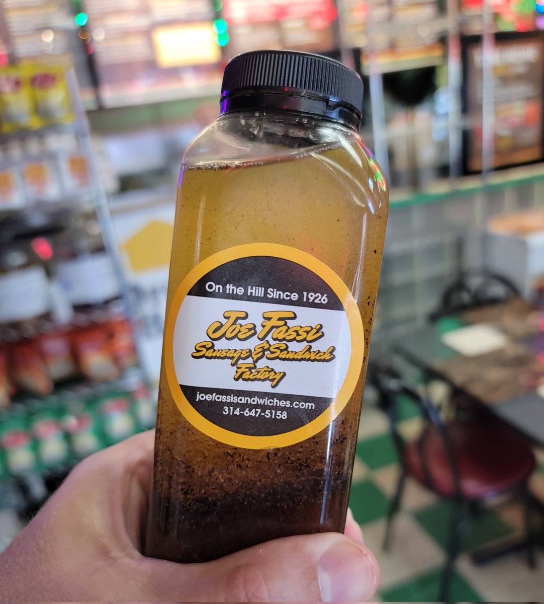 joefassi_stl's tweet photo. So darn good, we sell it by the bottle... Pick up a bottle of #JoeFassis #ItalianDressing next time you stop in for a sandwich, salad, or pasta! https://t.co/MqqJP5NBeD