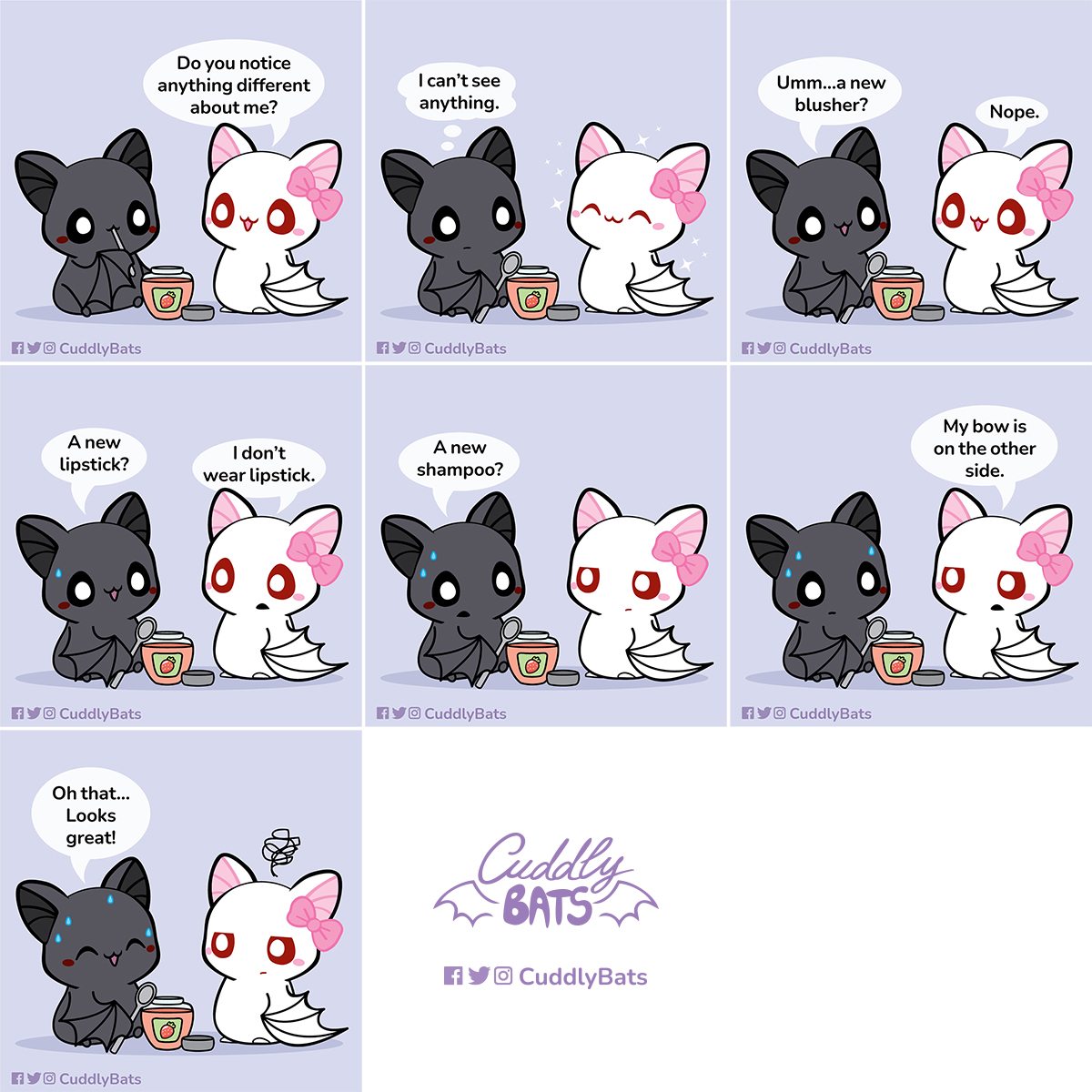 CuddlyBats's tweet photo. When she asks those questions 😅 ©Cuddly Bats 💜 #cuddlybats #couplecomic #cute #bat #bats #relationship #moonchild #cuddlybatscomics #relationshipcomics #cutecouple https://t.co/5Z1RcoVWog