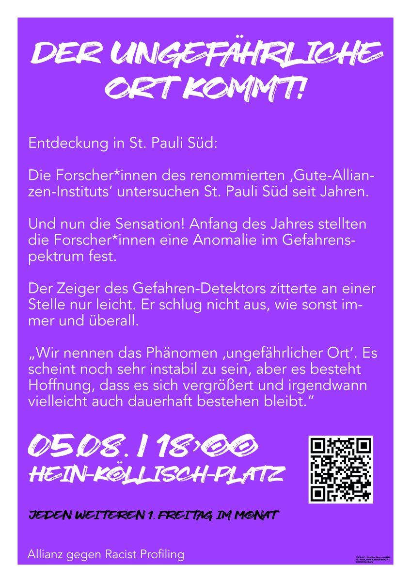 Am kommenden Freitag wieder. Diesmal auf dem Hein-Köllisch-Platz #UngefährlicherOrt. Kommt rum #placetobe stop #racistprofiling #polizeiproblem