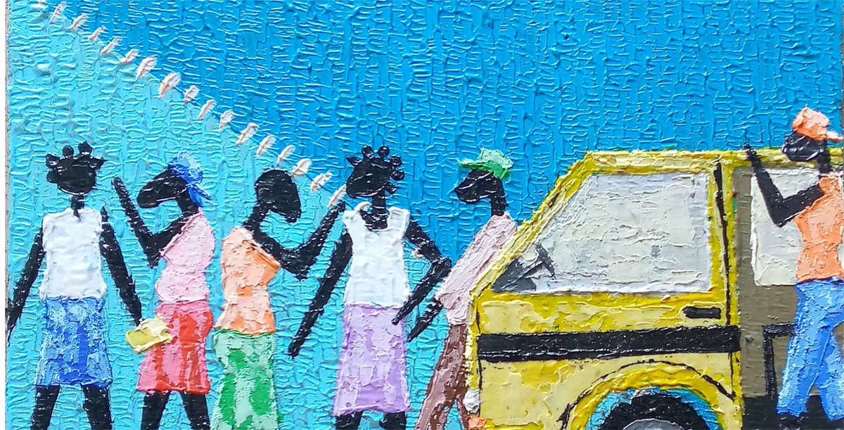 CTiminadi's tweet image. Bus.stop &quot;Ojuelegba&quot;
Acrylic on strawboard 
2022