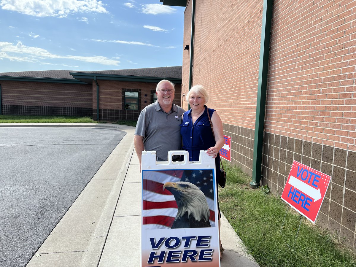 jaywasson's tweet photo. Retha and I just voted, make sure you and your family vote too! Polls are open until 7pm. Let’s put America first, I’m ready to get to work for you and fix what’s broken in Washington. https://t.co/PTuCijQcPc
