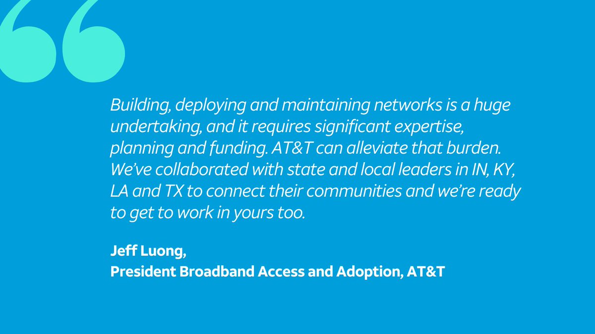 .<a href="/ATT/">AT&T</a>’s Jeff Luong updated state leaders at the 2022 <a href="/NCSLorg/">NCSL</a> summit on how the public-private partnership approach to expanding broadband is already paying off in communities across the country #NCSLSummit