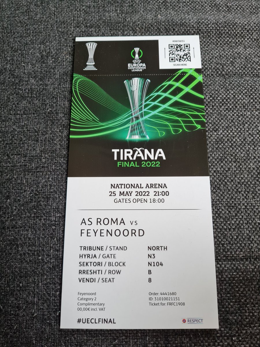 Feyenoorders opgelet. Onder mijn volgers veloot ik de Finale pin en finale kaart. Het enige wat je hoeft te doen is te retweeten of te liken. De winnaar word zaterdag 20 augustus bekend gemaakt.