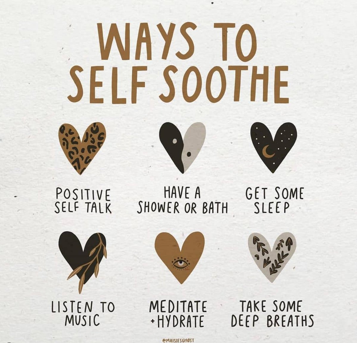 SeaSaltTherapy's tweet photo. Helpful tips for when you are feeling overwhelmed or having a rough day!

#selfsoothingtechnnniques #selfsoothe #selfcare #yourenotalone #bekind #supportwellness #mentalhealth #depression #anxiety #sleep #seasalttherapy #deepbreaths #journal 

🎨 Credit: @maisiesghost ⁣ https://t.co/jMpC2Nehdn