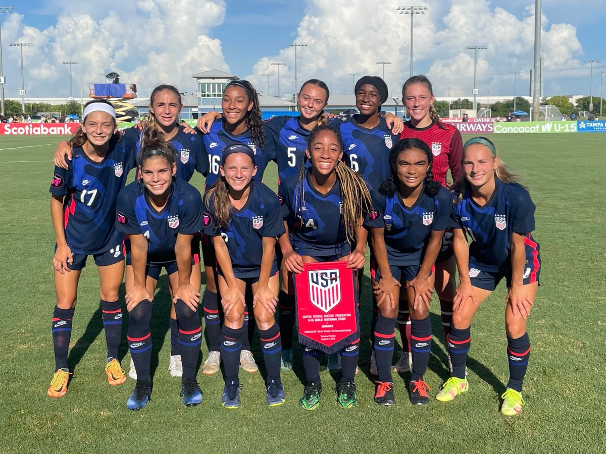 USYNT's tweet photo. FINAL:

🇺🇸 USA 11 - 0 JAM 🇯🇲

Abbey Ballek's four goals lead the #U15WYNT to three points in Group B at the @ConcacafW U-15 Championship! https://t.co/kAFEORTQzv