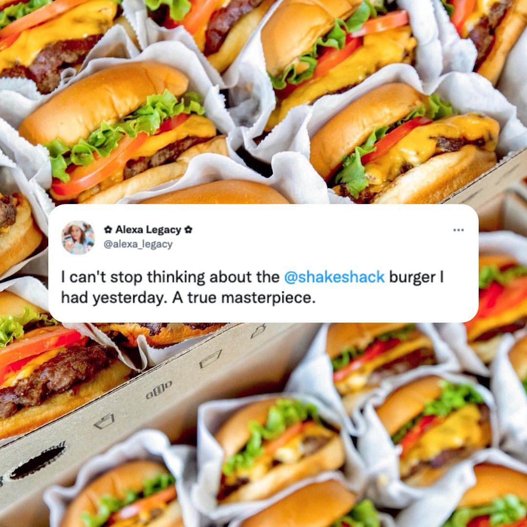 addisonclarkchi's tweet photo. Enjoy the burger of your dreams at @shakeshack 💭🍔

Order one today at our Wrigleyville location!

What’s your go-to topping? https://t.co/pPd5t1cNpq
