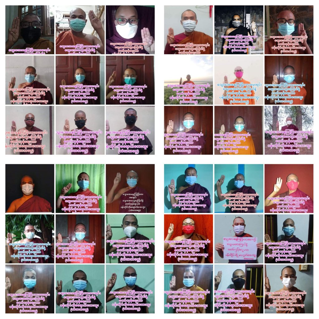 Buddhist Monks in Myanmar sent prayers for the immediate restoration of democracy and for the fallen heroes of Spring Revolution today.   #OurGovernmentNUG #2022Aug2Coup #WhatsHappeningInMyanmar