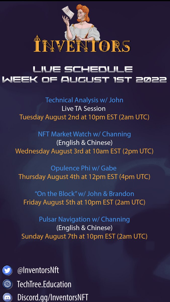 InventorsNft's tweet photo. Tonight at 10 PM EST we have our @KryptoInsight1 doing his live Technical Analysis classroom 🎥

In order to be a part of these live education courses all you have to do is be a holder ✅

Join the discord https://t.co/0Xi8EJEuGk 🔗

#WEBed #TechTree #InventorsNFT #NFTCommunity https://t.co/MGPOhrzQ7T